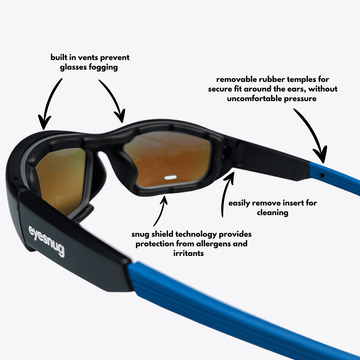 Originals | Black & Blue Sunglasses with Blue Standard Lenses with foam insert, image 6.