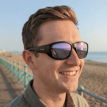 Originals | Black Sunglasses with Purple Polarized Lenses with foam insert, image 4.