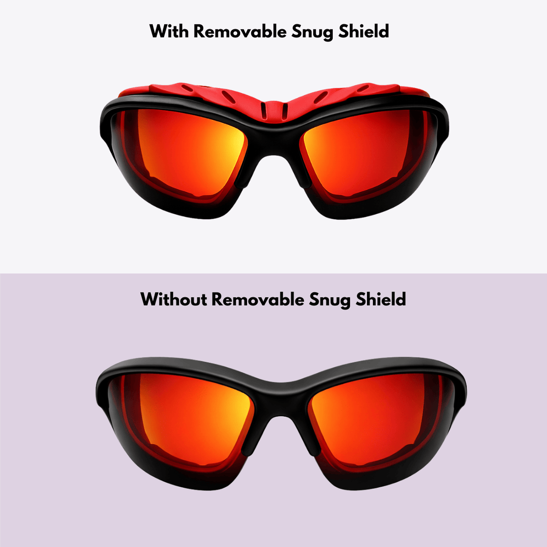 Pursuit | Black & Red Photochromic Sunglasses with Electric Red Lenses with foam insert, image 7.