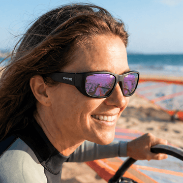 Originals | Black Sunglasses with Purple Polarized Lenses with foam insert, image 2.