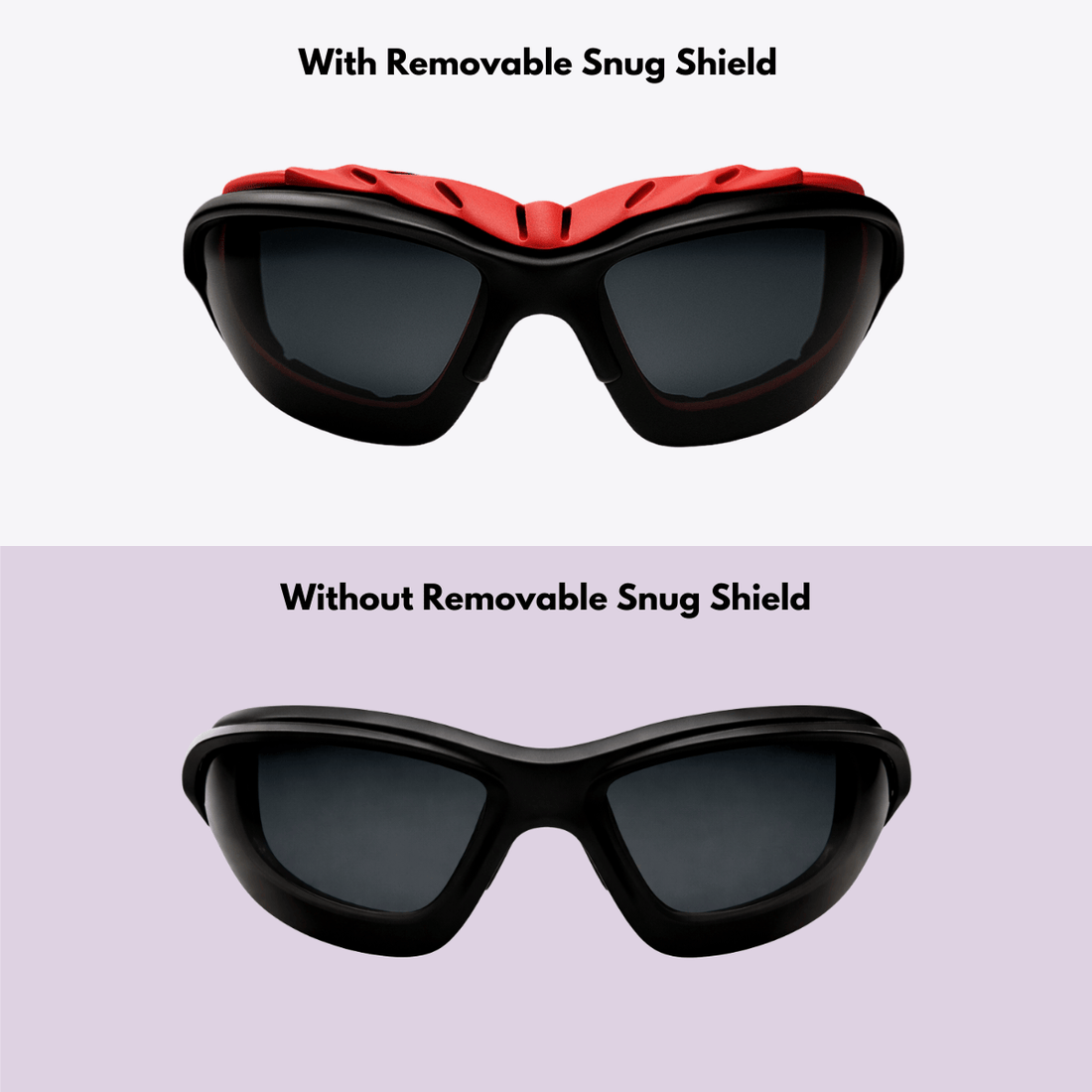 Pursuit | Black & Red Sunglasses with Black Standard Lenses with foam insert, image 3.