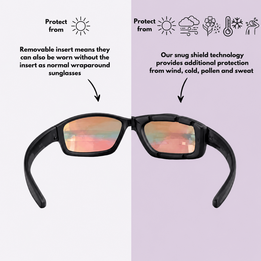 Pursuit | Black Photochromic Sunglasses with Blue Lenses with foam insert, image 6.