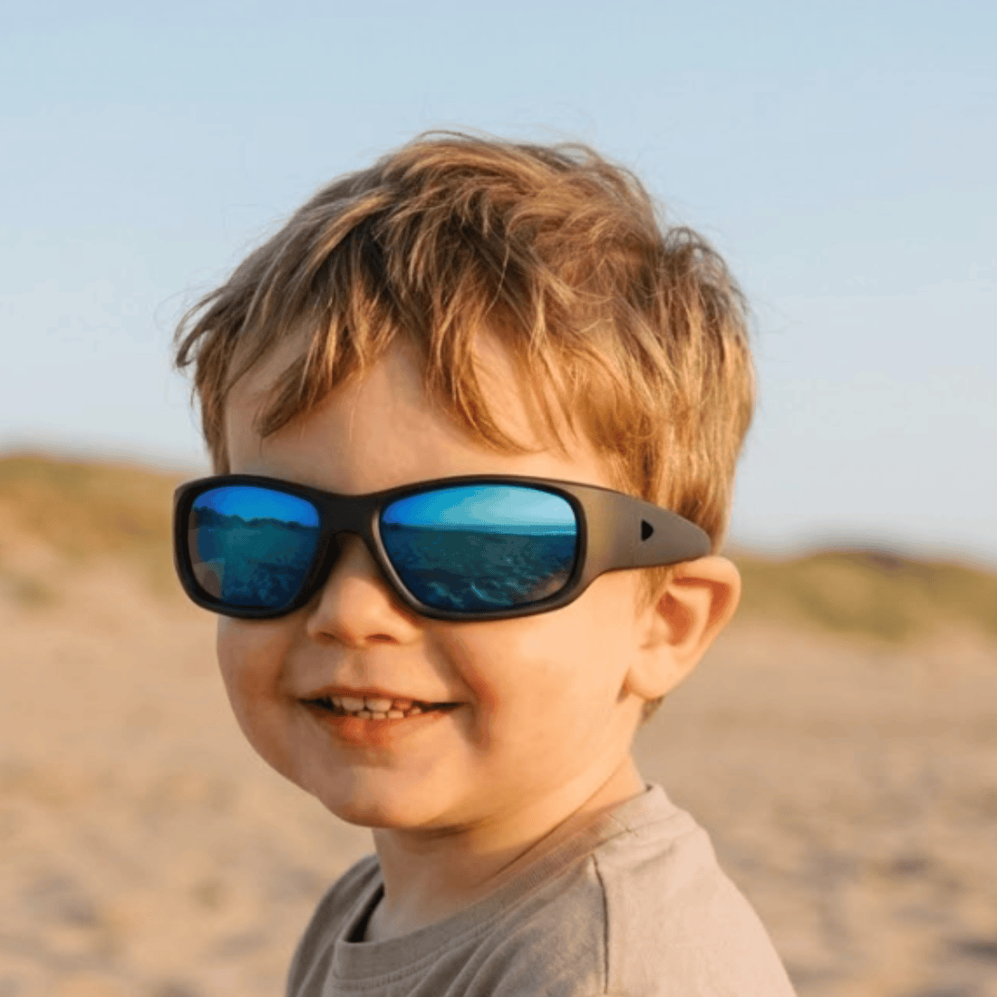 Black Charcoal Toddler Sunglasses with REVO Lens, Classic Fit, Ages 1-2, image 2.