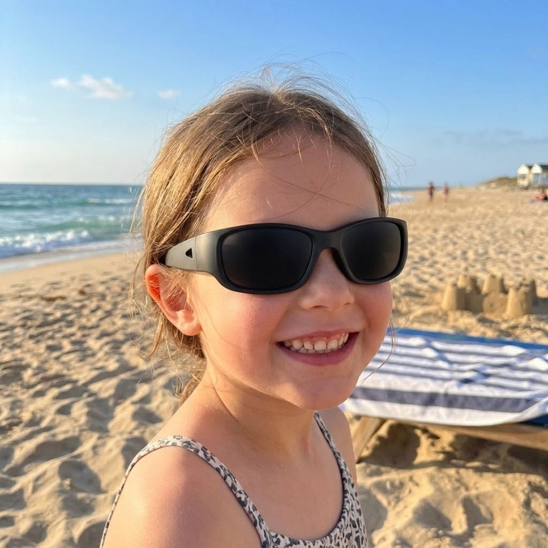 Jet Black Kids Sunglasses with Polarised Lens, Classic Fit, Ages 6+, image 2.