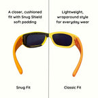 Yellow Orange Kids Sunglasses with Signature Lens, Snug Fit, Ages 3-5, image 5.