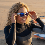 Originals | Silver & Black Sunglasses with Purple Polarized Lenses with foam insert, image 2.