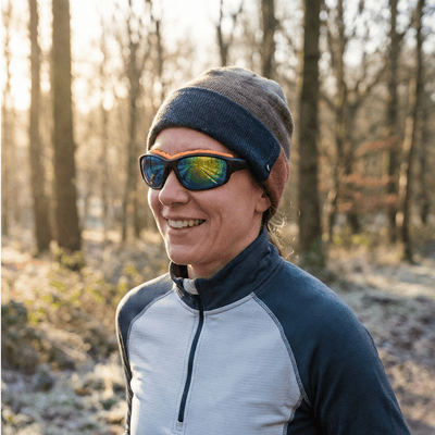 Pursuit | Black & Orange Sunglasses with Orange Standard Lenses with foam insert, image 5.