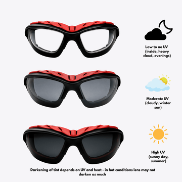Pursuit | Black & Red Photochromic Sunglasses with Black Lenses
