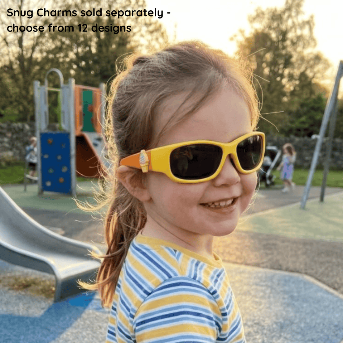 Yellow Orange Kids Sunglasses with Signature Lens, Snug Fit, Ages 3-5, image 6.