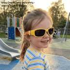 Yellow Orange Kids Sunglasses with Signature Lens, Snug Fit, Ages 3-5, image 6.