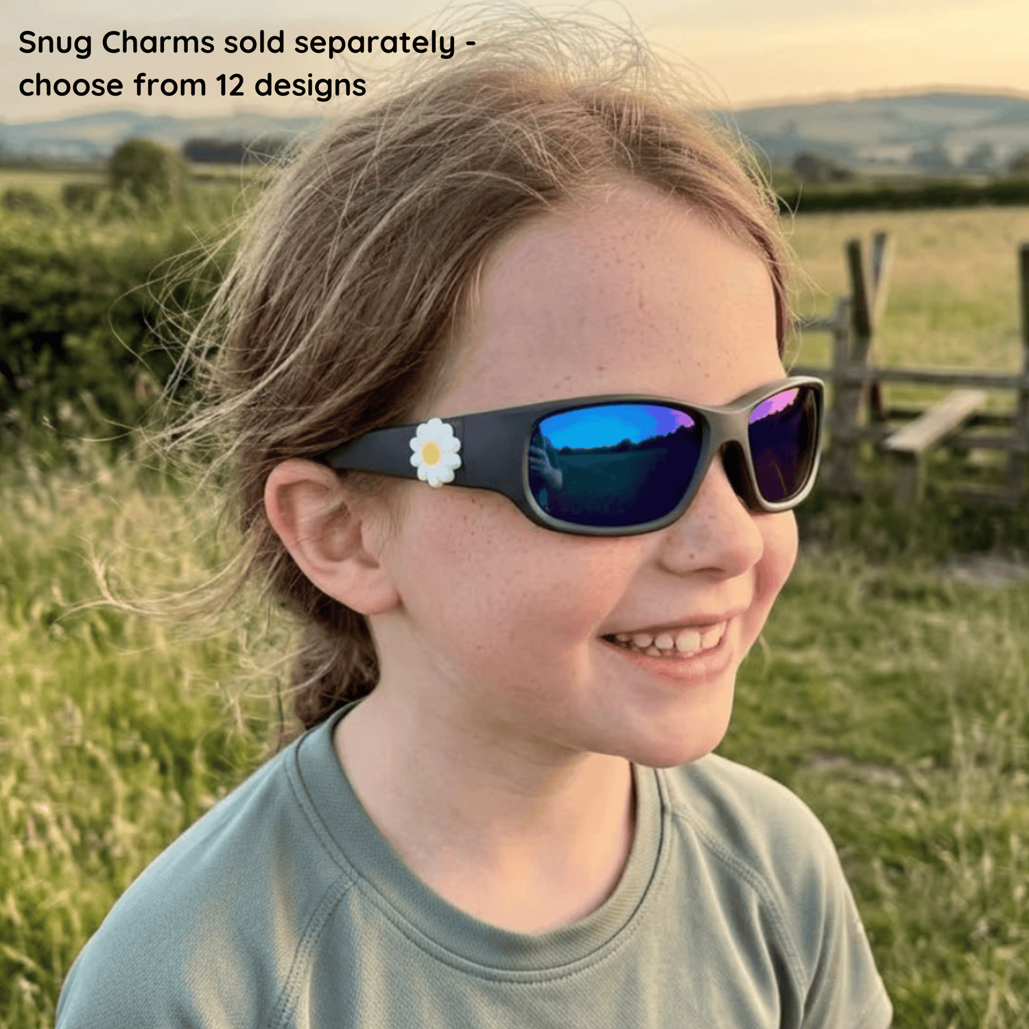 Black Charcoal Kids Sunglasses with REVO Lens, Snug Fit, Ages 3-5, image 7.