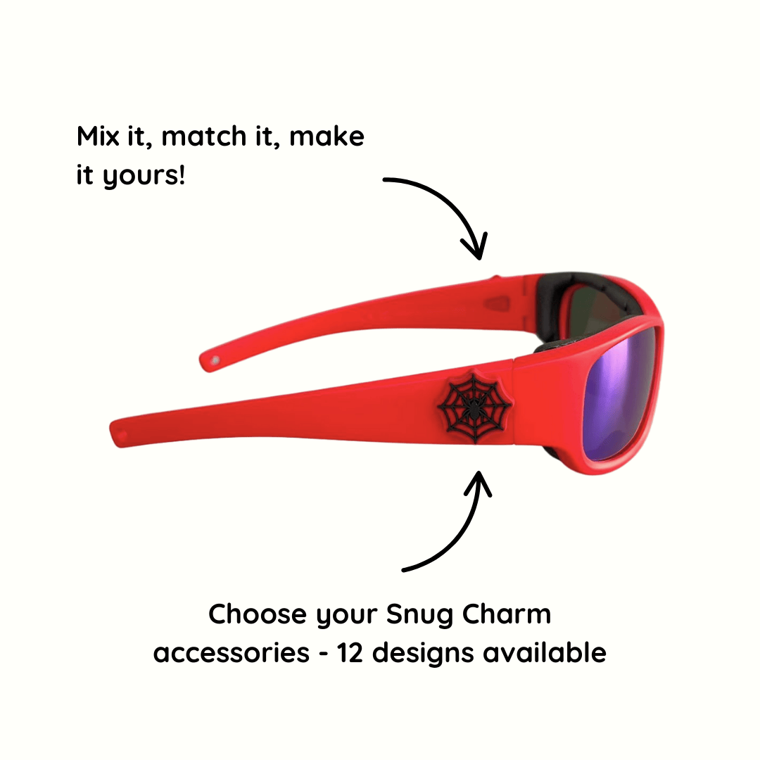 Red Kids Sunglasses with REVO Lens, Snug Fit, Ages 6+, image 9.