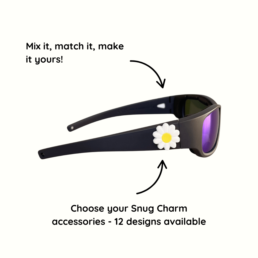Black Charcoal Kids Sunglasses with REVO Lens, Snug Fit, Ages 3-5, image 8.