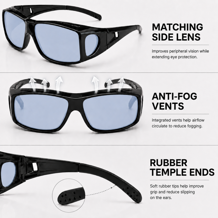 Fitovers | Black Sunglasses with Blue Polarized Lenses