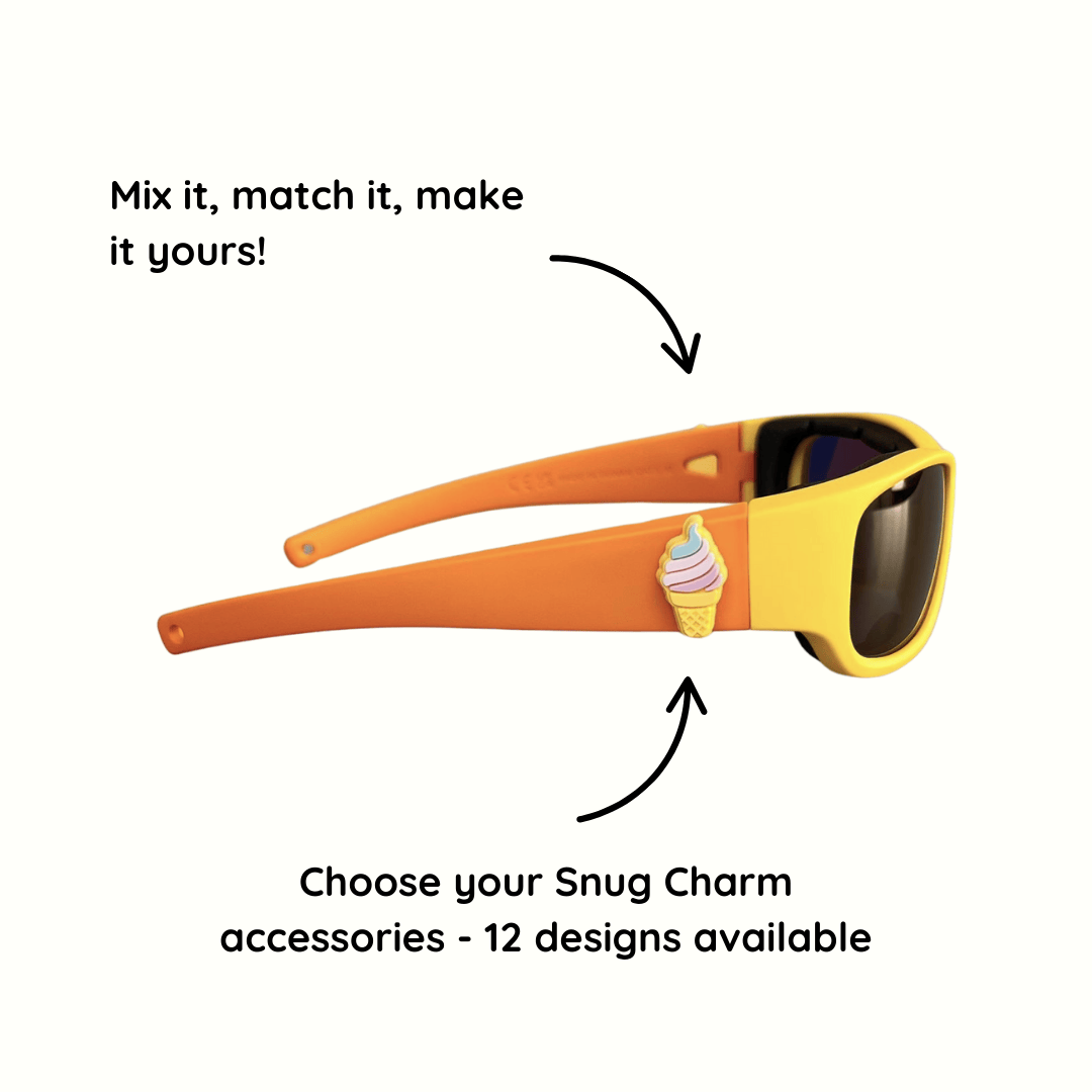 Yellow Orange Kids Sunglasses with Signature Lens, Snug Fit, Ages 3-5, image 7.