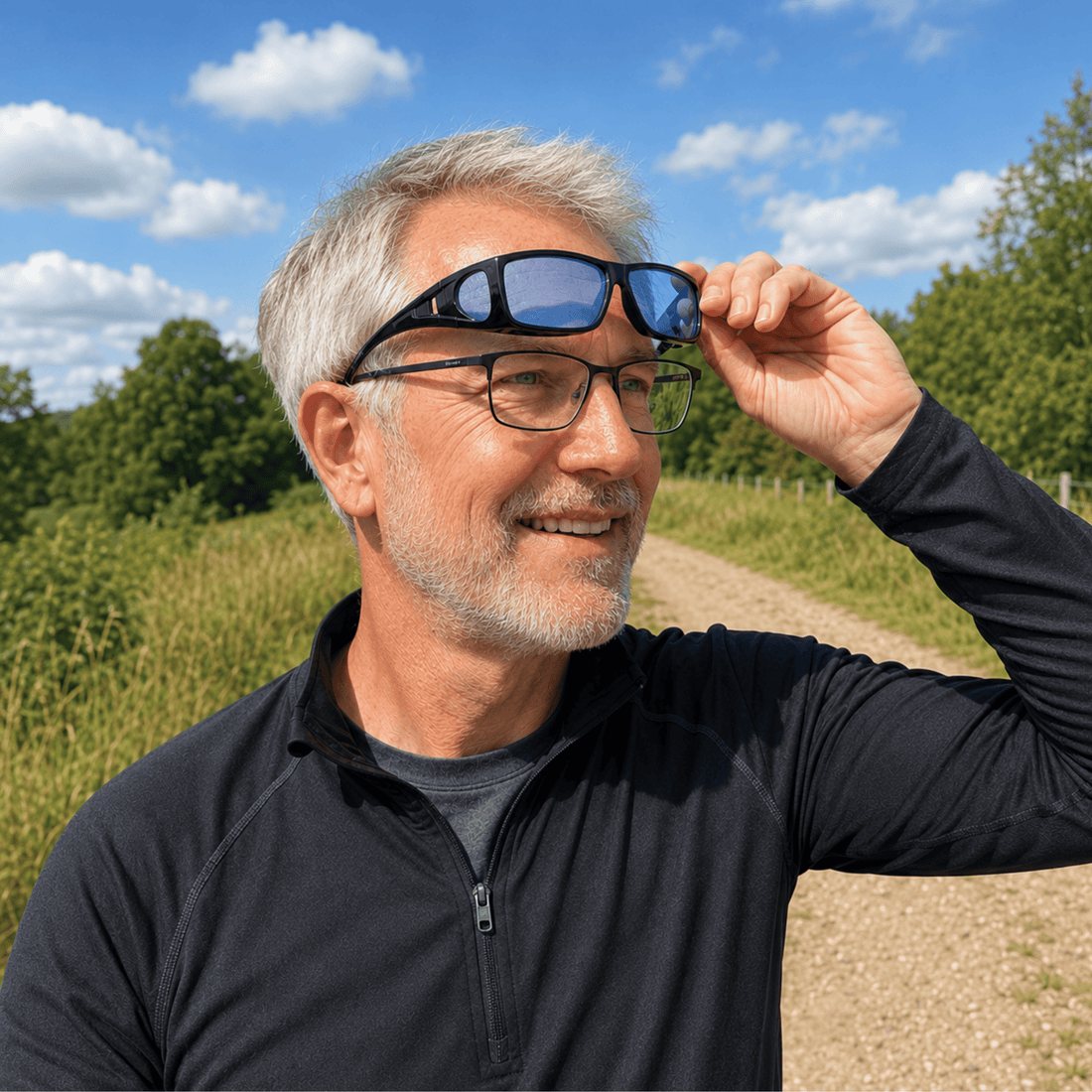 Fitovers | Black Sunglasses with Blue Polarized Lenses, image 6.