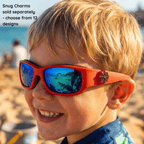 Red Kids Sunglasses with REVO Lens, Snug Fit, Ages 3-5, image 2.