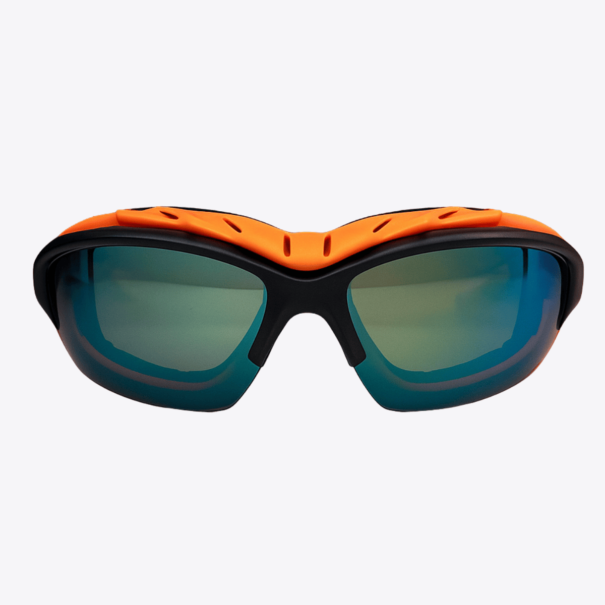 Pursuit | Black & Orange Sunglasses with Orange Standard Lenses with foam insert, image 3.