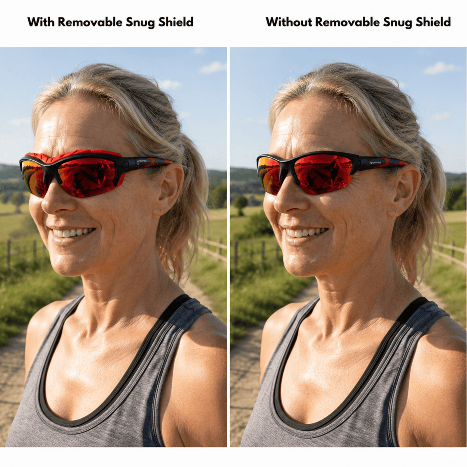 Pursuit | Black & Red Photochromic Sunglasses with Electric Red Lenses with foam insert, image 4.