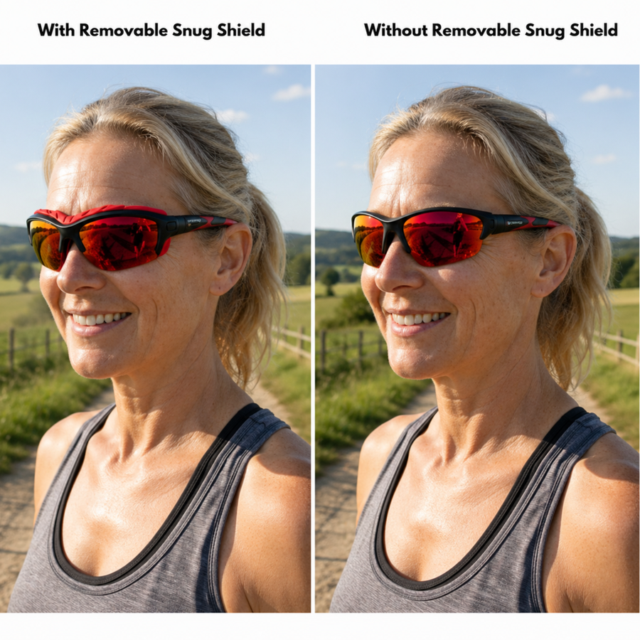 Pursuit | Black & Red Photochromic Sunglasses with Electric Red Lenses