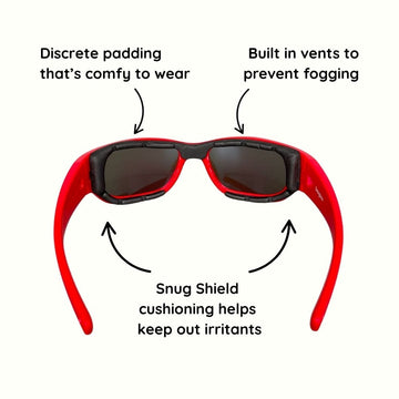 Red Toddler Sunglasses with REVO Lens, Snug Fit, Ages 1-2, image 4.