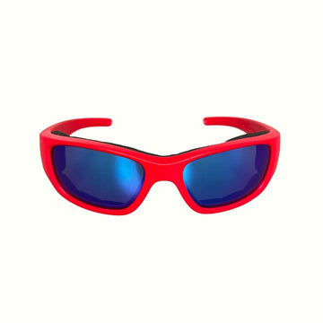 Red Kids Sunglasses with REVO Lens, Snug Fit, Ages 3-5, image 1.