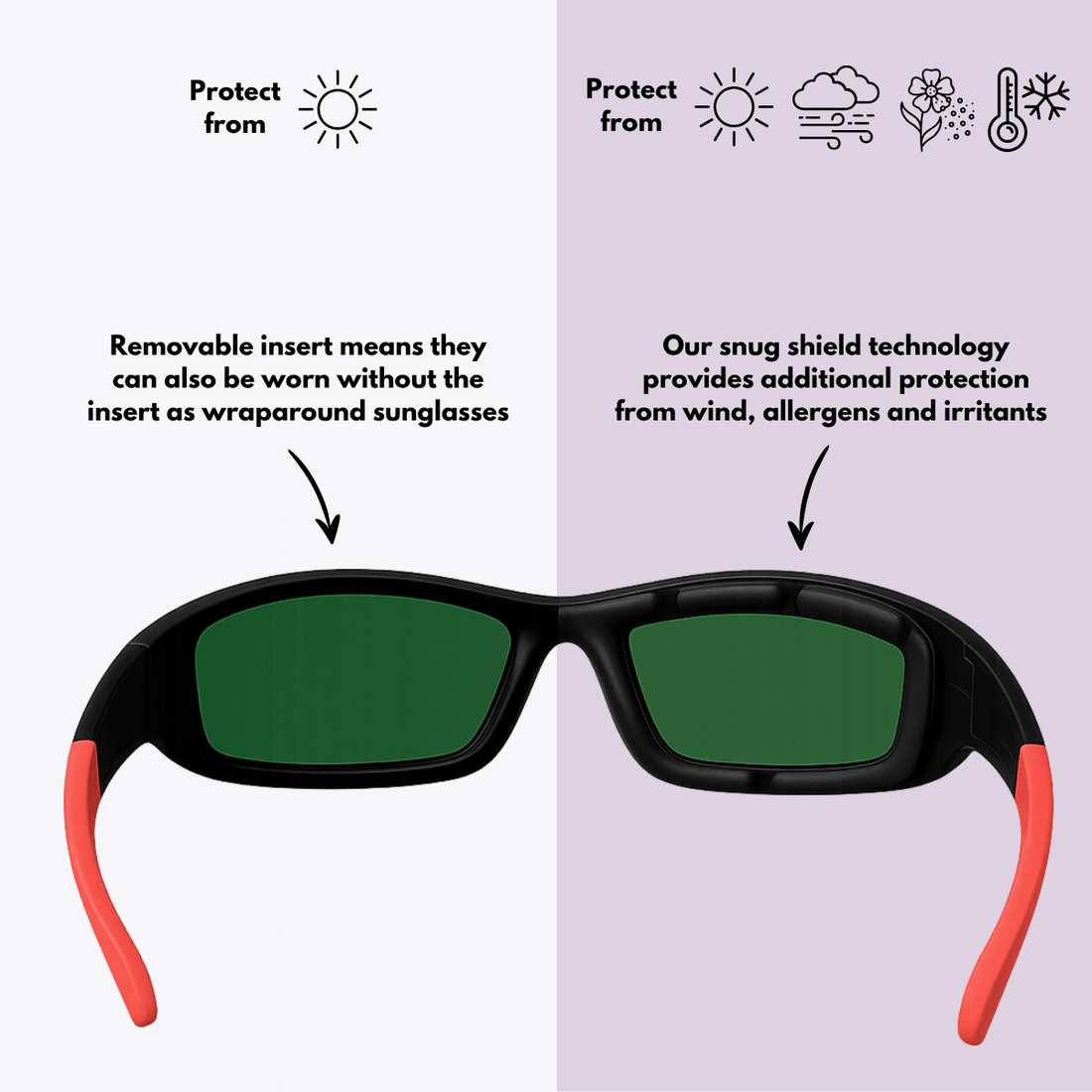 Originals | Black & Red Sunglasses with Fire Standard Lenses with foam insert, image 4.