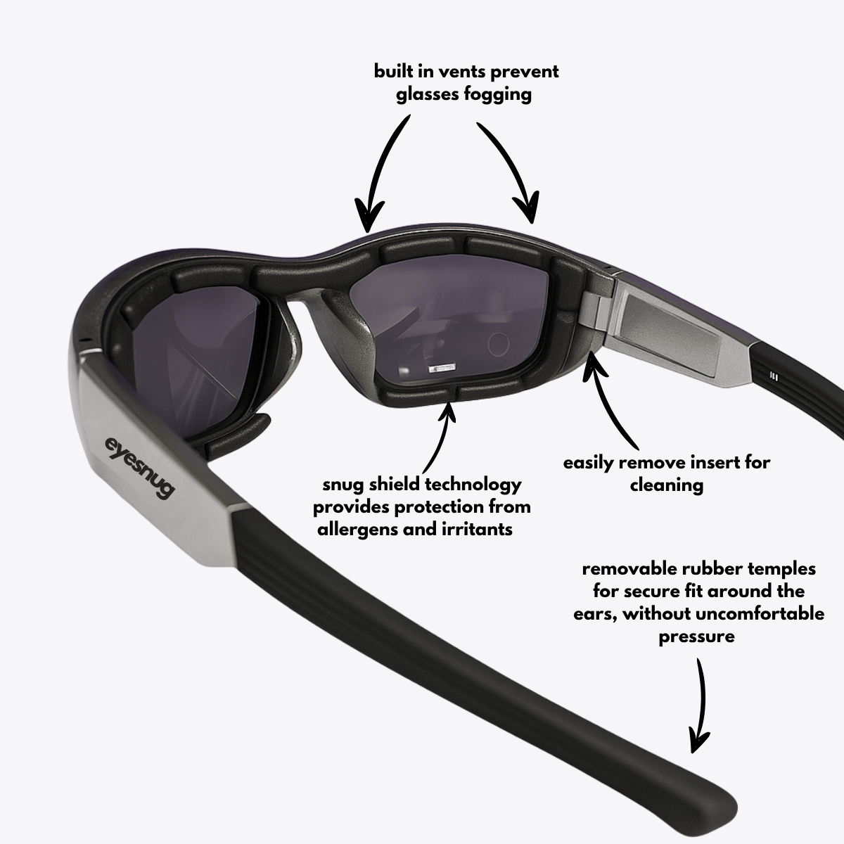 Originals | Silver & Black Sunglasses with Silver Standard Lenses with foam insert, image 4.