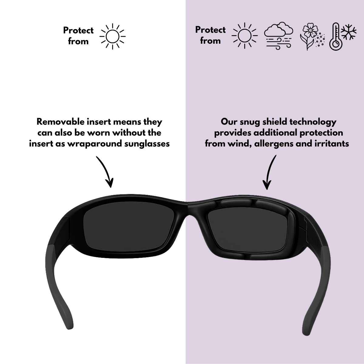 Originals | Black Sunglasses with Black Standard Lenses with foam insert, image 4.