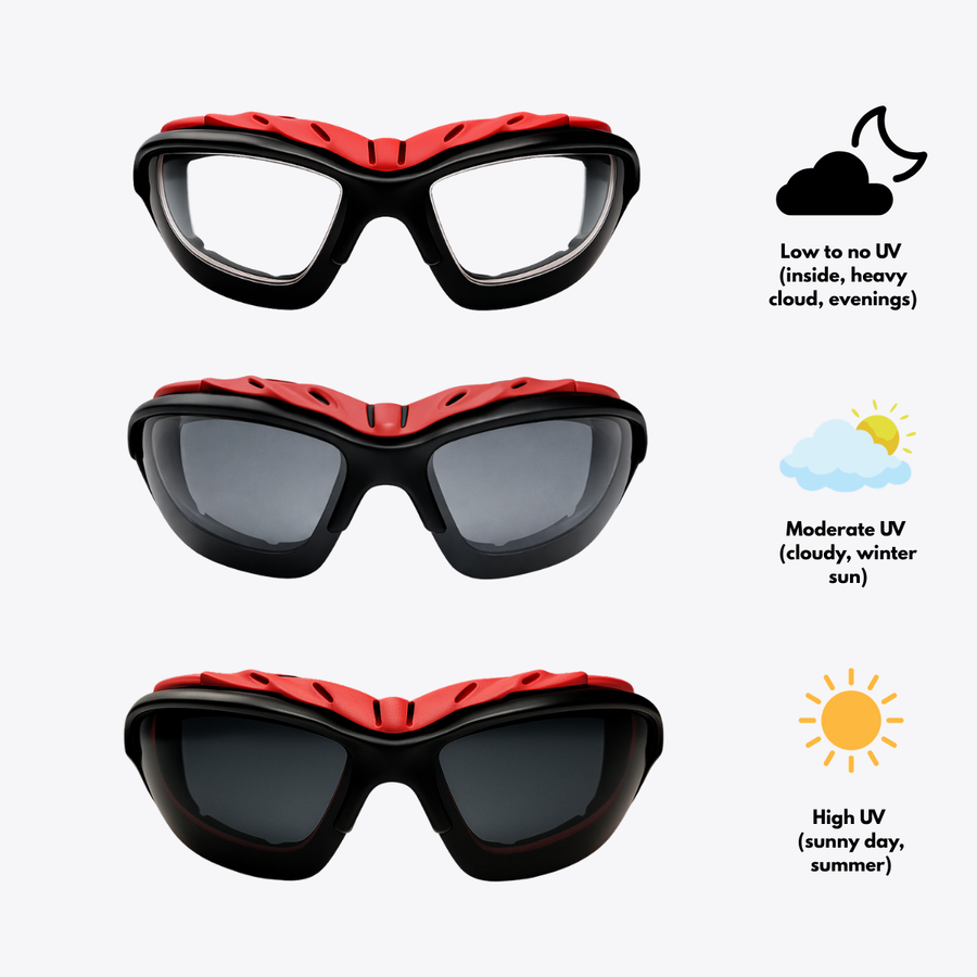 Pursuit | Black & Red | Black Lens | Photochromic