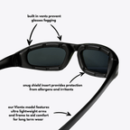 Viento | Black Sunglasses with Black Standard Lenses with foam insert, image 5.
