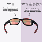 Pursuit | Black & Red Sunglasses with Iridium Standard Lenses with foam insert, image 3.