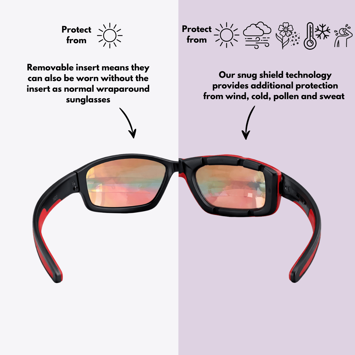 Pursuit | Black & Red Sunglasses with Iridium Standard Lenses with foam insert, image 3.