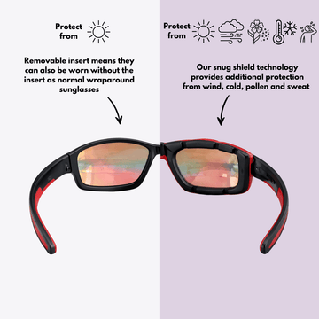Pursuit | Black & Red Sunglasses with Iridium Standard Lenses with foam insert, image 3.