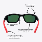 Originals | Black & Red Sunglasses with Fire Standard Lenses with foam insert, image 6.