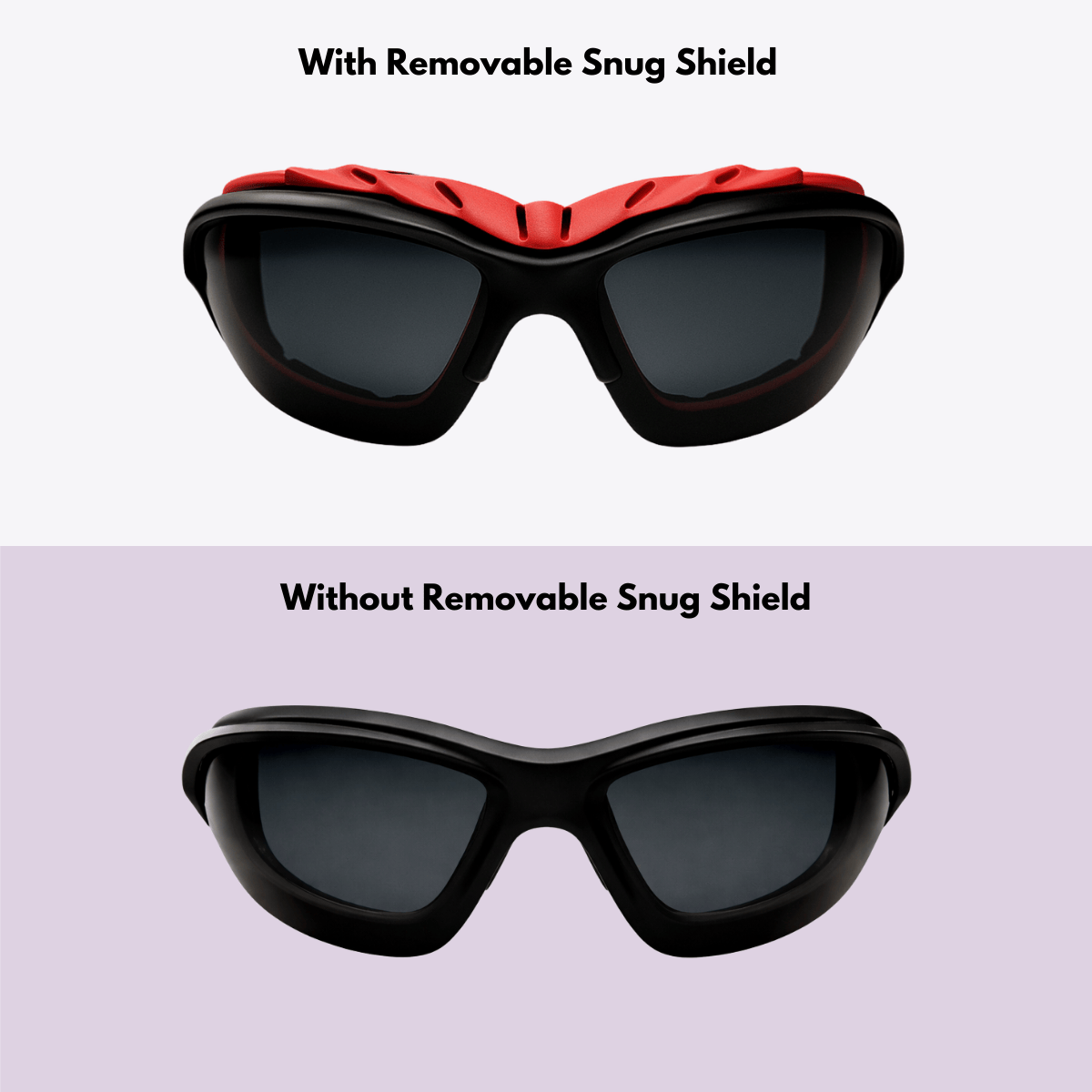 Pursuit | Black & Red Sunglasses with Black Standard Lenses with foam insert, image 3.