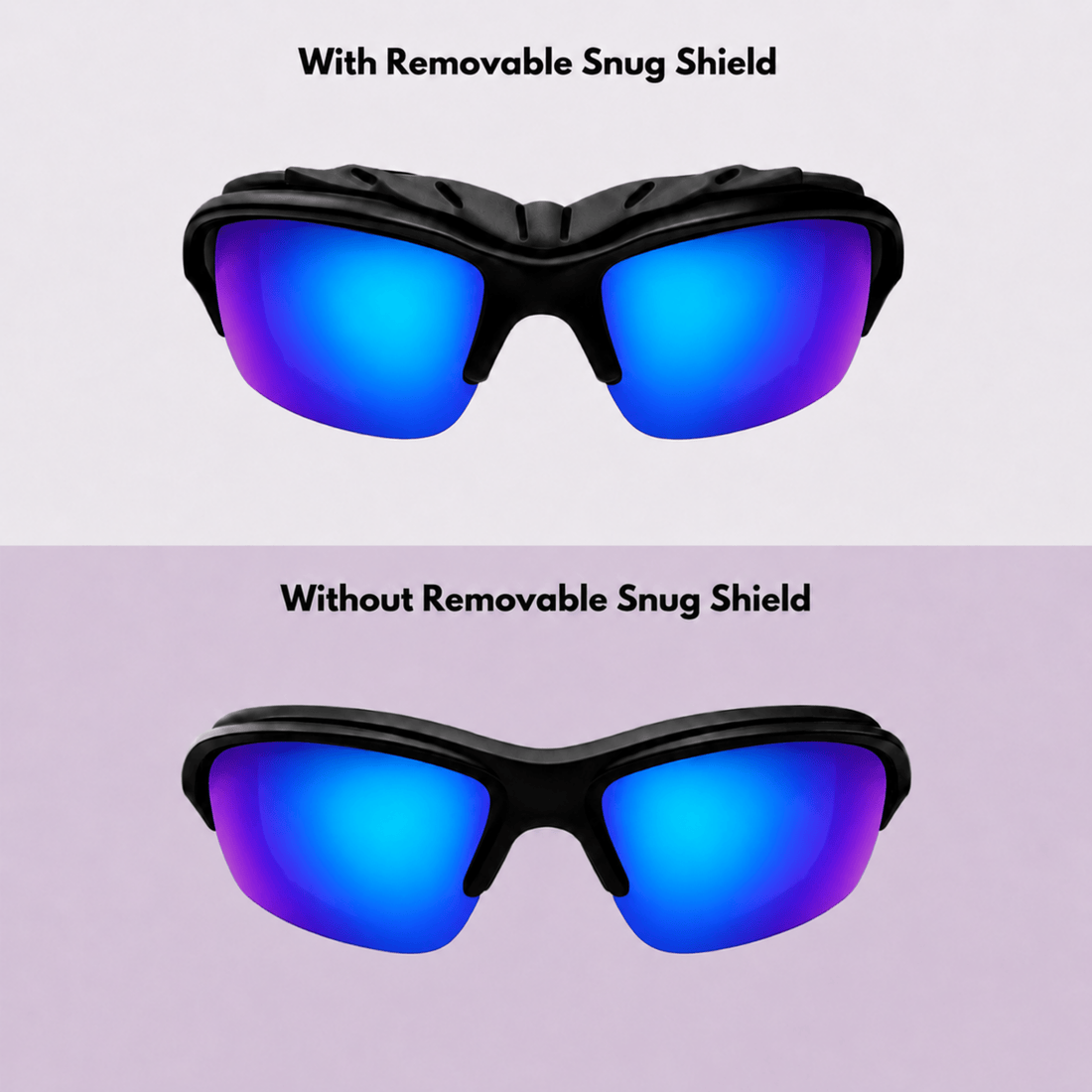 Pursuit | Black Photochromic Sunglasses with Blue Lenses with foam insert, image 9.