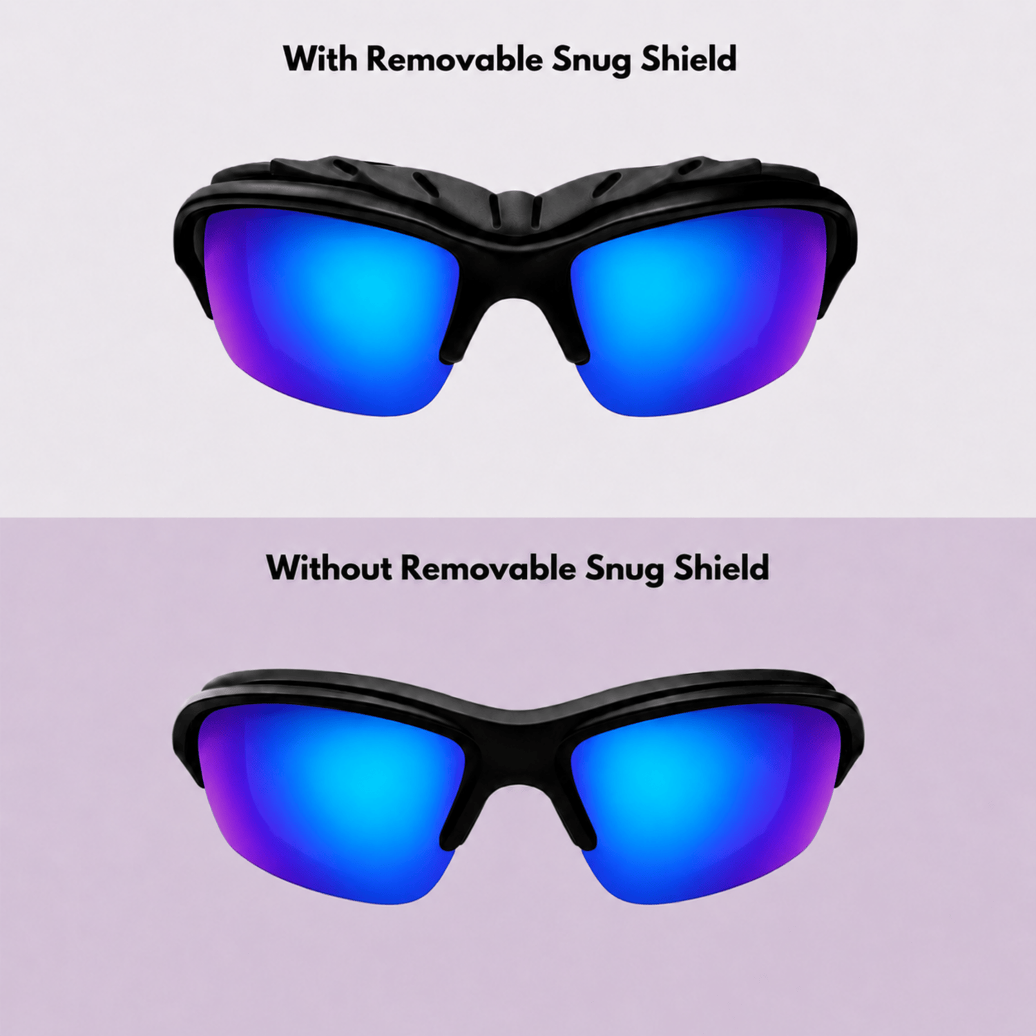 Pursuit | Black Photochromic Sunglasses with Blue Lenses with foam insert, image 9.