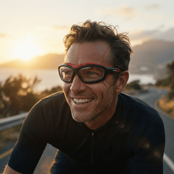 Pursuit | Black & Red Photochromic Sunglasses with Black Lenses with foam insert, image 4.