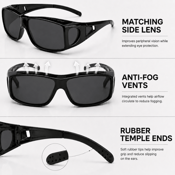 Fitovers | Black Sunglasses with Black Polarized Lenses, image 4.