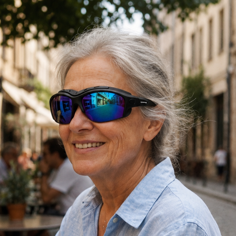 Pursuit | Black Photochromic Sunglasses with Blue Lenses