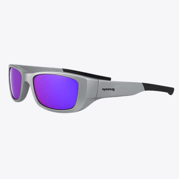 Originals | Silver & Black Sunglasses with Purple Polarized Lenses with foam insert, image 1.