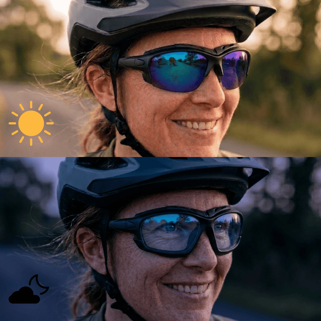 Pursuit | Black Photochromic Sunglasses with Blue Lenses with foam insert, image 5.
