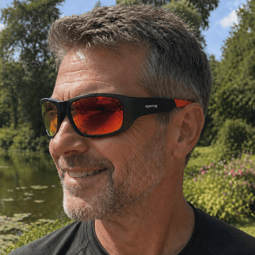 Originals | Black & Red Sunglasses with Fire Standard Lenses with foam insert, image 2.
