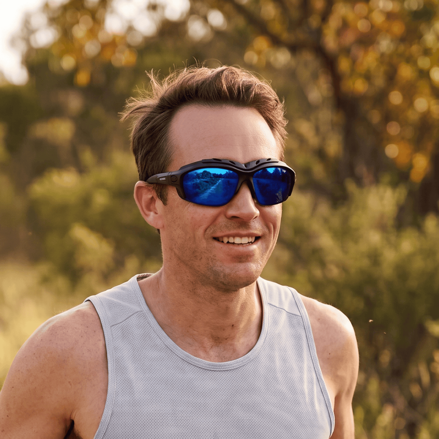 Pursuit | Black Photochromic Sunglasses with Blue Lenses with foam insert, image 8.