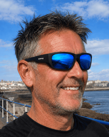 Originals | Black Sunglasses with Blue Polarized Lenses with foam insert, image 4.