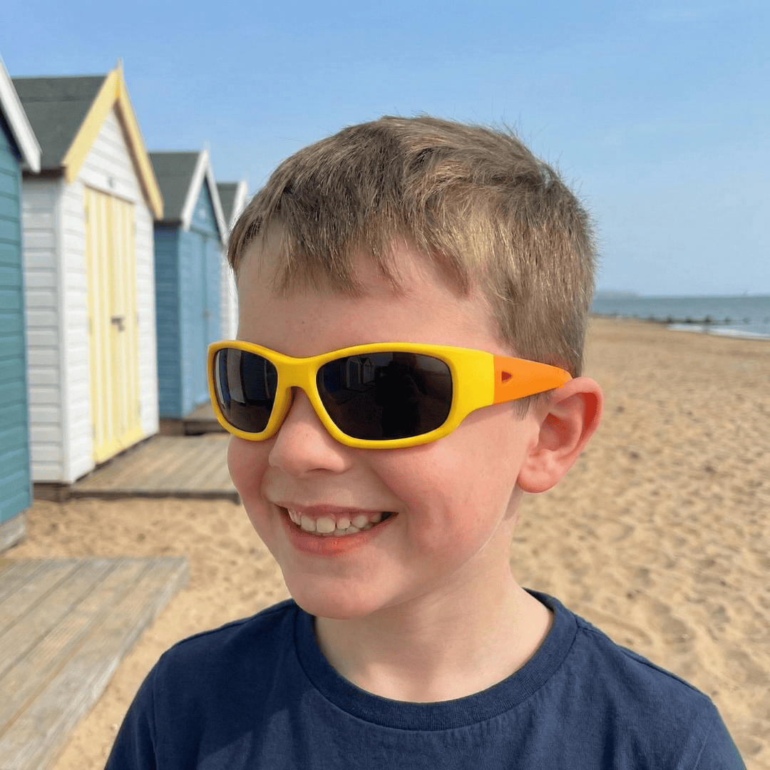 Yellow Orange Kids Sunglasses with Signature Lens, Snug Fit, Ages 6+, image 5.
