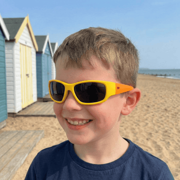 Yellow Orange Kids Sunglasses with Signature Lens, Snug Fit, Ages 6+, image 5.