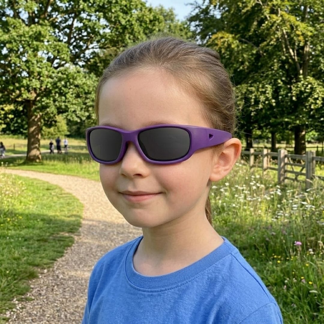 Plum Purple Kids Sunglasses with Polarised Lens, Classic Fit, Ages 6+, image 7.