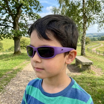 Plum Purple Kids Sunglasses with Polarised Lens, Classic Fit, Ages 3-5+, image 5.